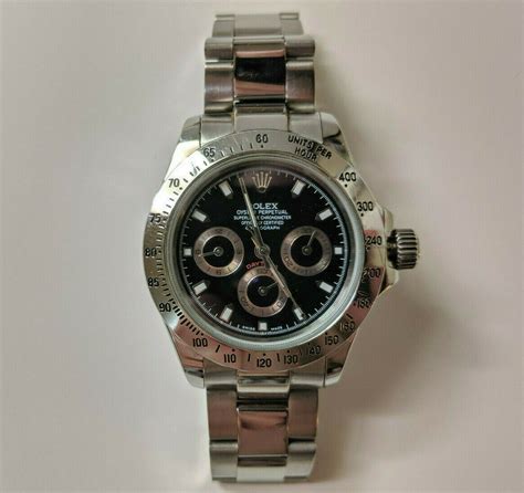 rolex daytona 24 polished steel black dial ebay|rolex daytona value chart.